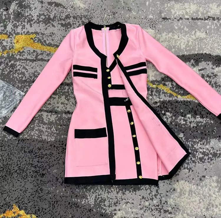 Женский Комплект из 3-х предметов Привлекательный розовый бандажный мини-костюм