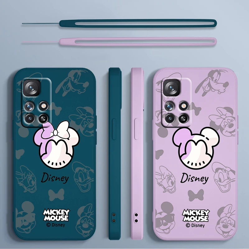 

Disney Mickey Mouse For Redmi K60 K50 K40 K30 K20 10C X 9C T AT A 8A 7A Gaming Pro Plus Liquid Rope Silicone Phone Case