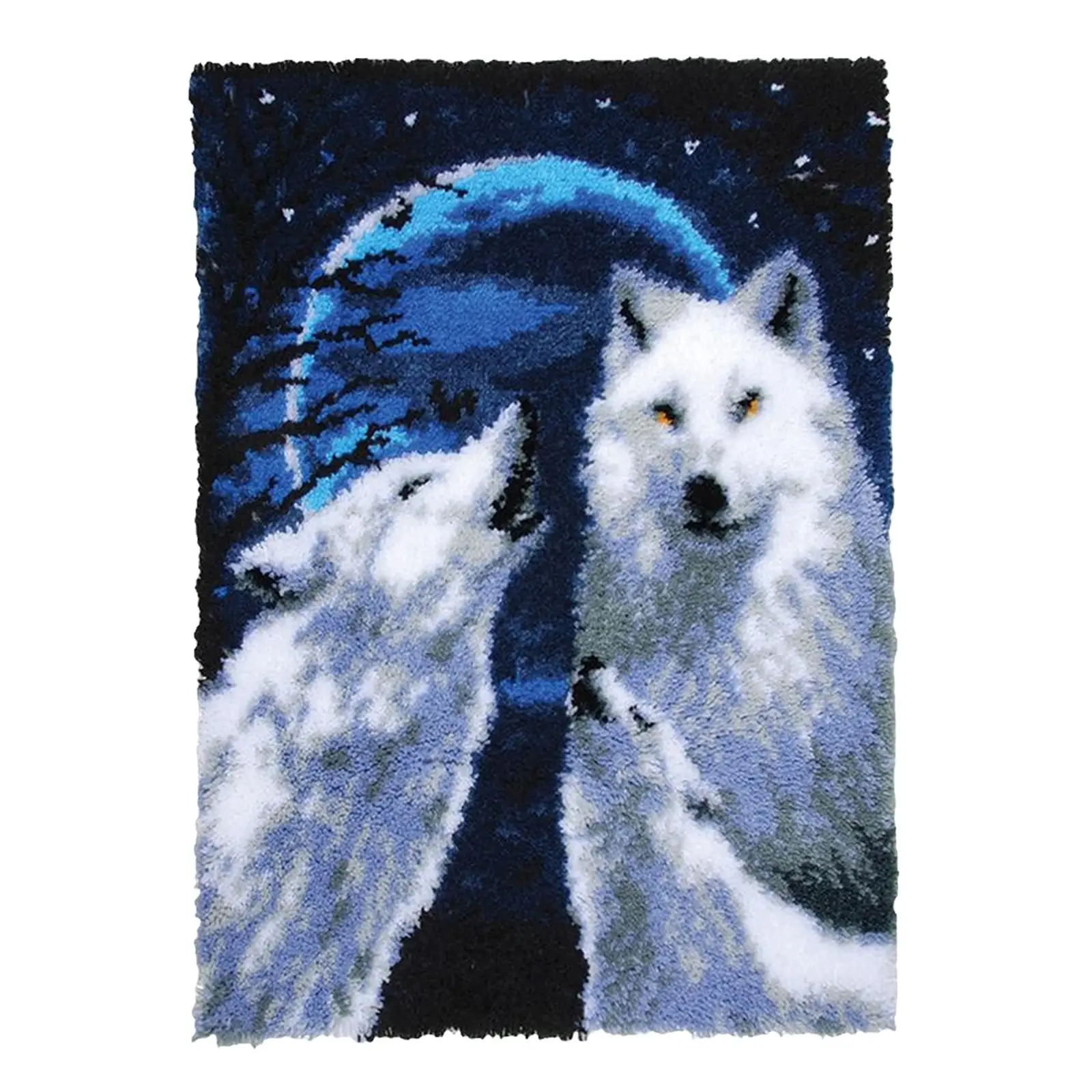 

Wolves Latch Hook Rug Kit Rug Making Kit Embroidery Carpet Set for Carpet Beginner Carpet Making Tool Precut Sewing Crochet Gift