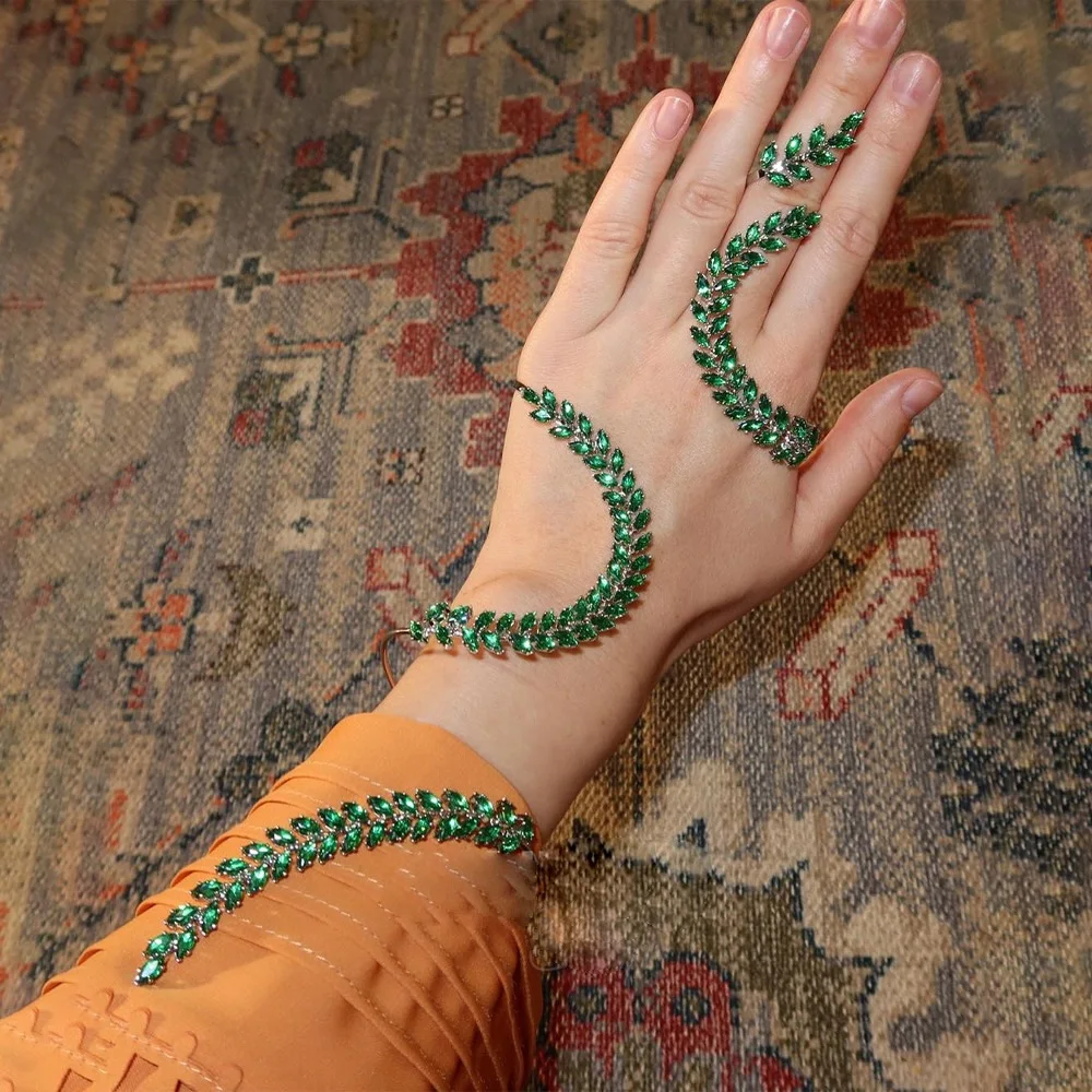 Stonefans богемный браслет с кристаллами и листьями открытый браслет-манжета для