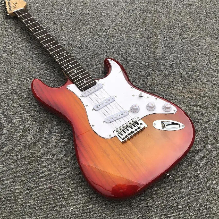 

White shield electric guitar, tomato scrambled egg color, high gloss 6 strings