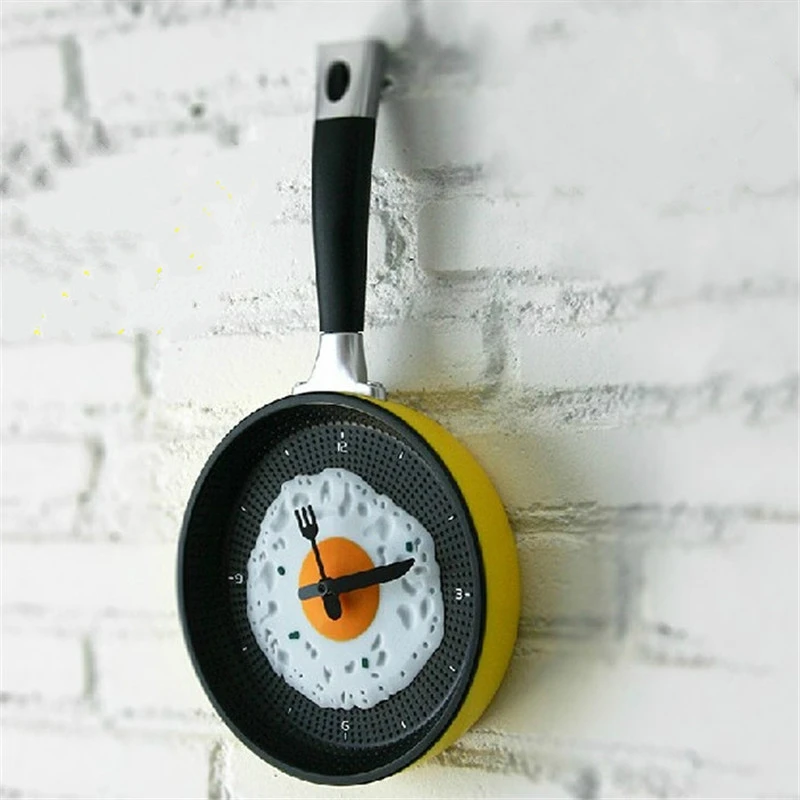 With Fried Eggs Design Wall Clock, 9x8inch For Kitchen,livin