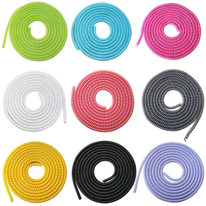 1.4m Color phone Wire Cord Rope Protecto Anti-break spring protection rope for USB Charging Cable earphone Data Bobbin Winder