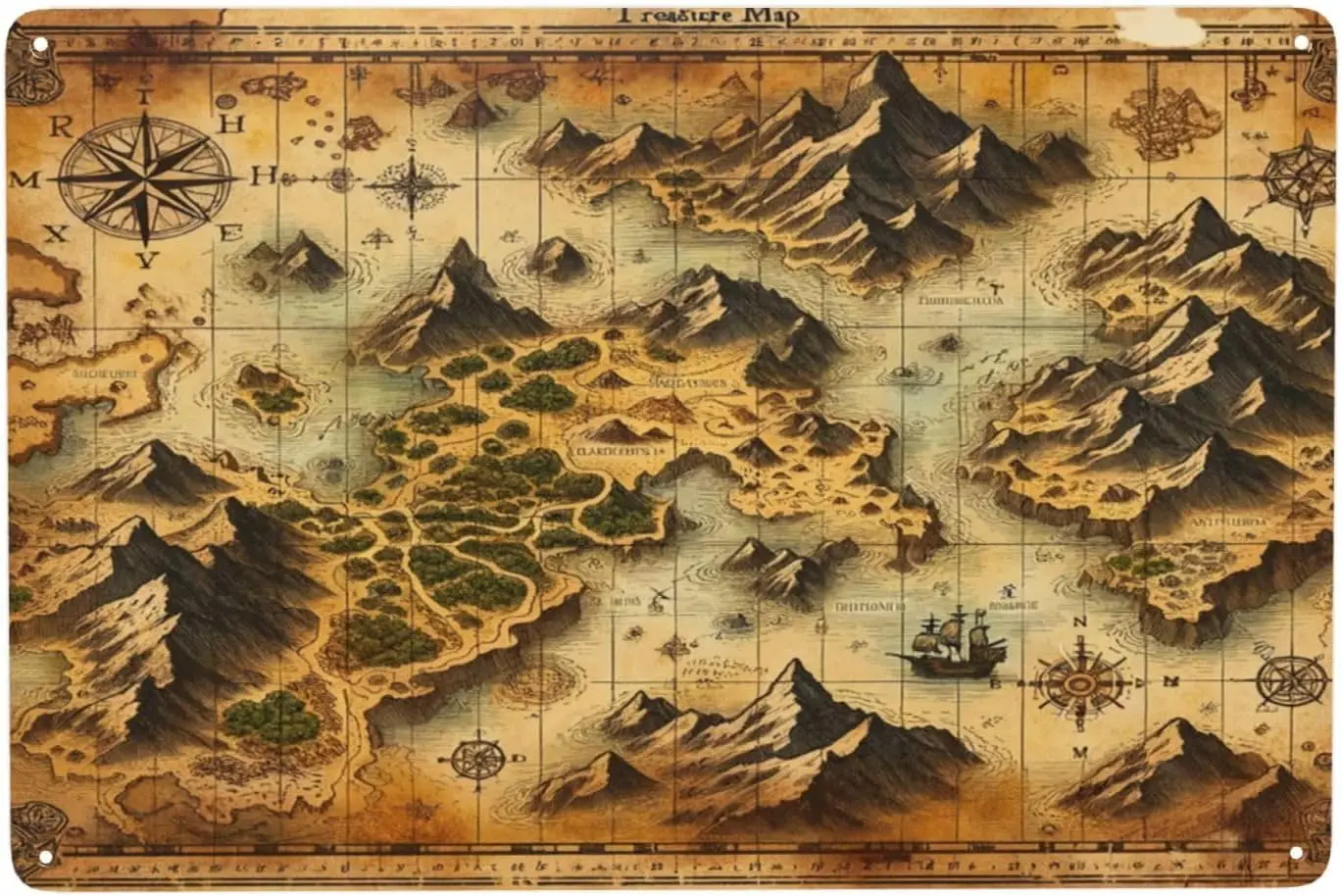 Vntge Prte's Tresure Mp ntque utcl Wll rt Decor Metl Tn Sgn Плакат Hstorcl Crtogrphy для дома Br Mn Cve Unque Gft духовки