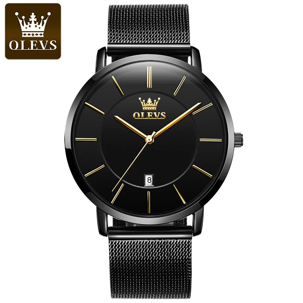 

OLEVS Original Men's Watch Quartz Starry Sky Date Moon Phase Luminous Stainless steel Strap Business Quartz Watch for men 5869