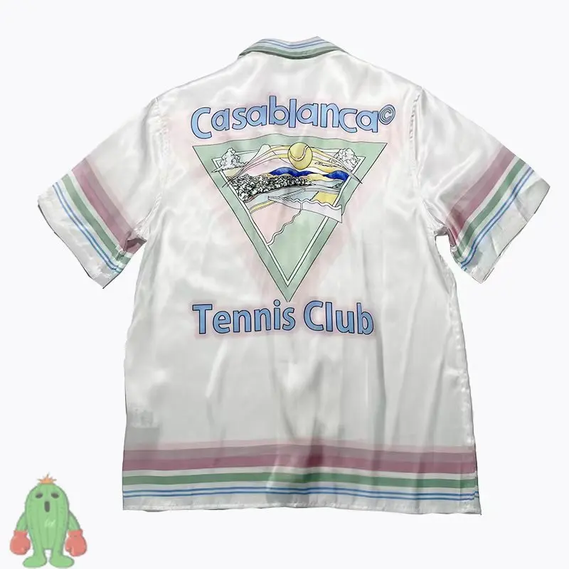 

Silk Fabric Casablanca Shirts Tennis Club Short Sleeve Unisex Couple Shirt