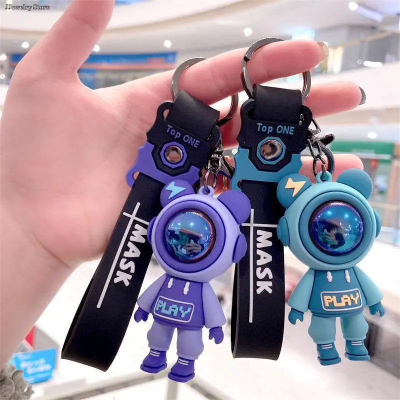 

Cartoon Lightning Bear Keychain Cute Astronaut Bear Doll Keyring Bag Pendant Couple Car Keyholder Creative Bag Charm Accessories