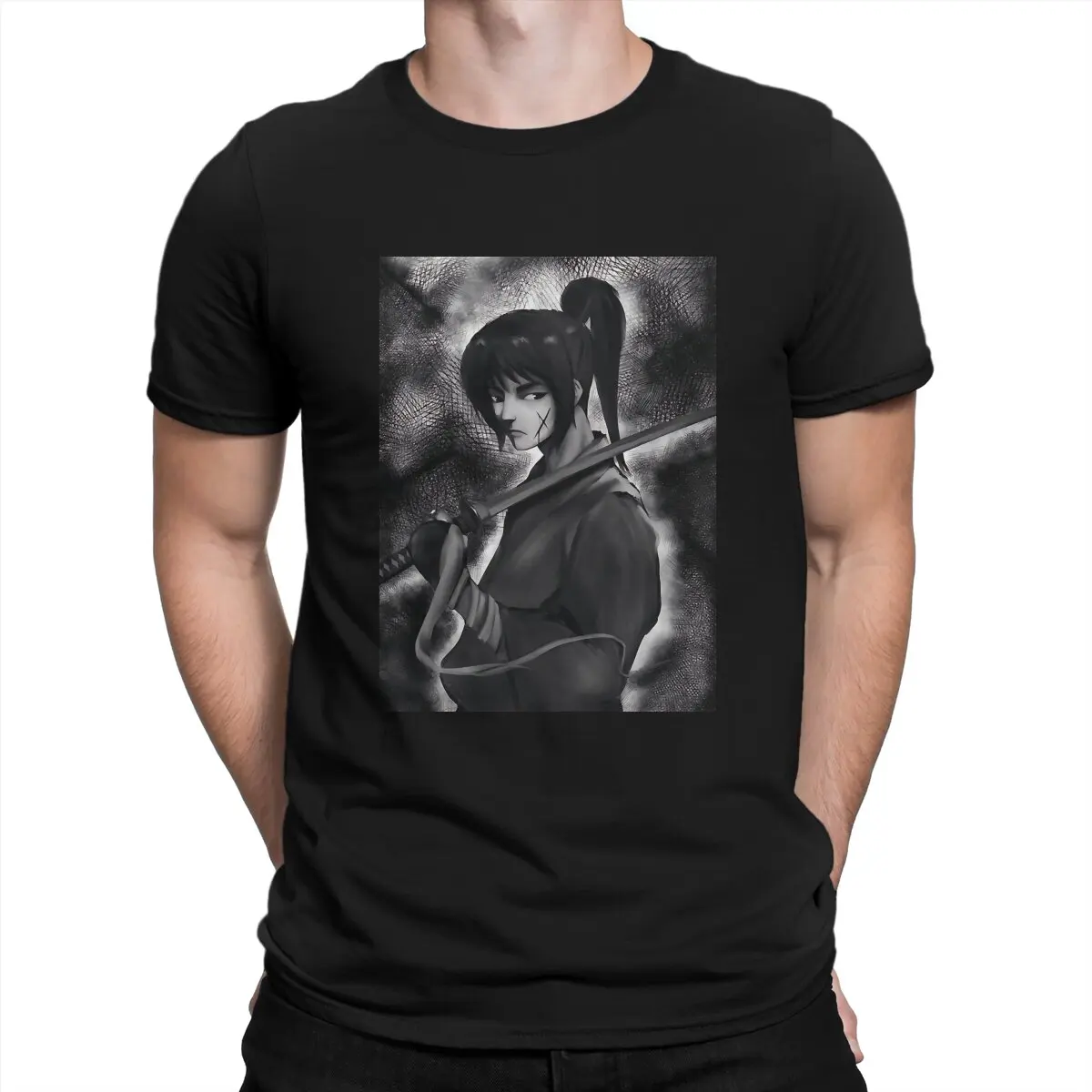

Himura Battousai Samuraii X Essential Мужская футболка Rurouni Kenshin манга Crewneck Топы хлопковая футболка