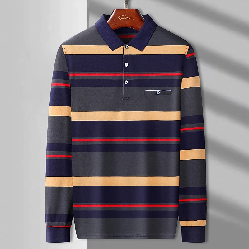 

Мужская Новая полосатая модная повседневная рубашка-поло