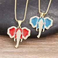 nidin new arrival cute elephant choker necklace for women zircon animal pendant fashion design lucky neck chain gift jewelry