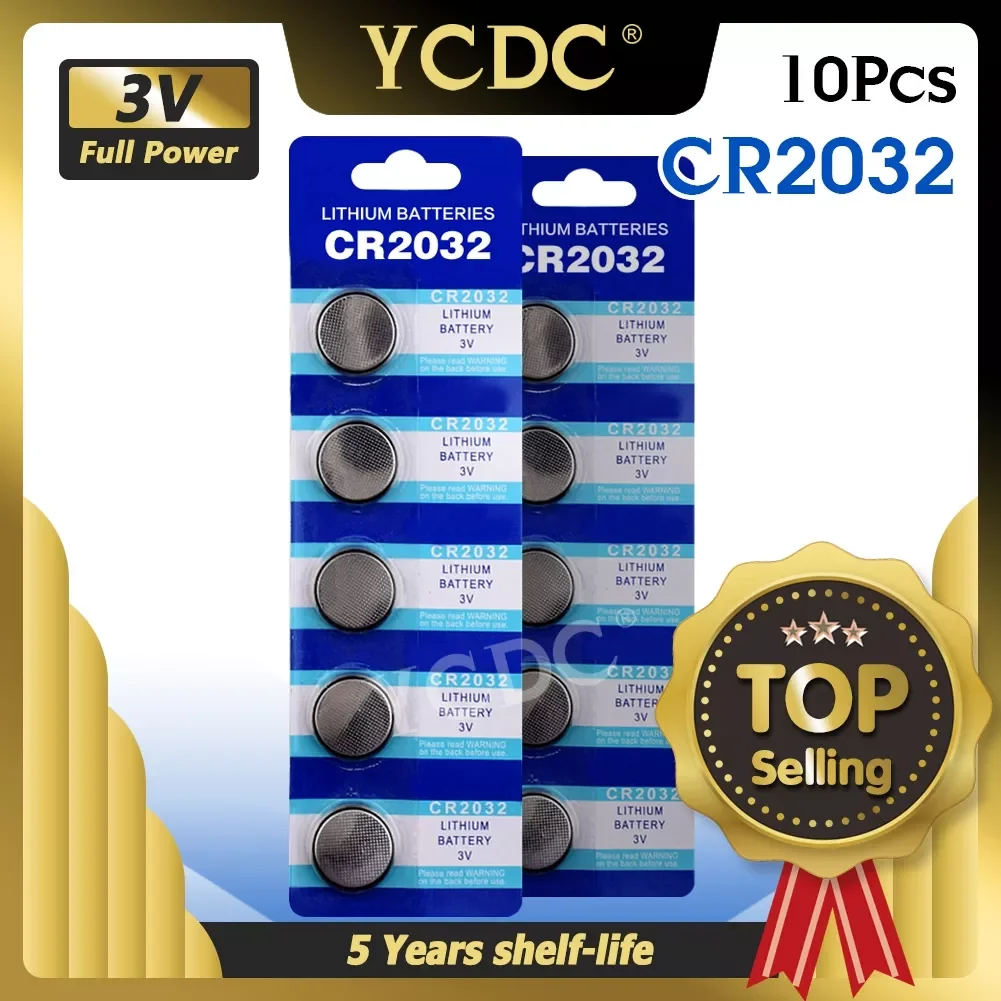 

NEW2023 Hot 10pcs CR2032 CR 2032 Lithium Li-ion 3V Button Cell Coin Battery BR2032 DL2032 SB-T15 EA2032C ECR2032 L2032 Big Promo