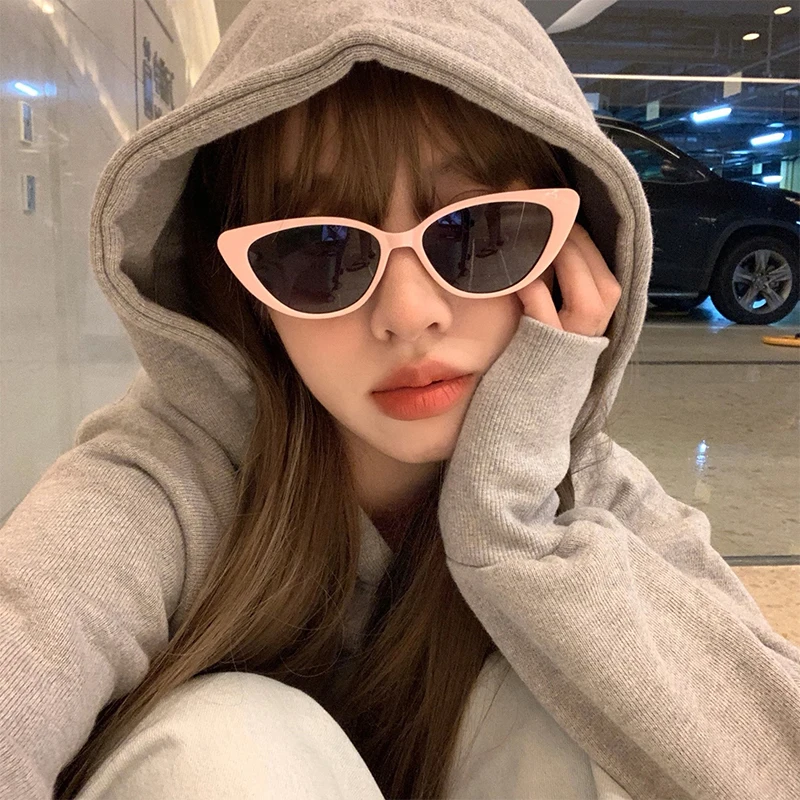 Треугольные солнцезащитные очки кошачий глаз для женщин розовые Популярные