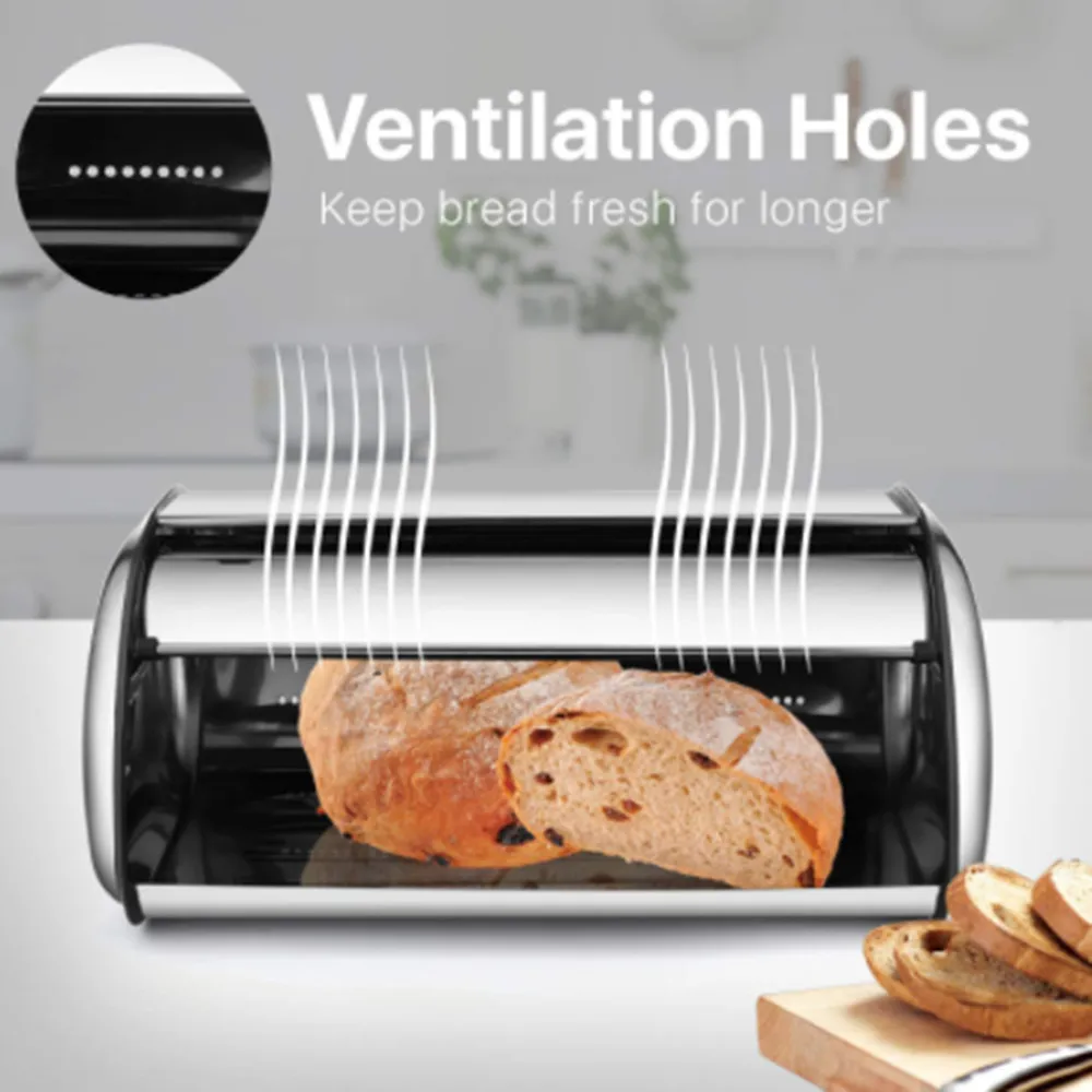 

Контейнер для хлеба из нержавеющей стали, вместительный пылезащитный контейнер для тортов, пищевой органайзер, хлебопекарный контейнер, ку...