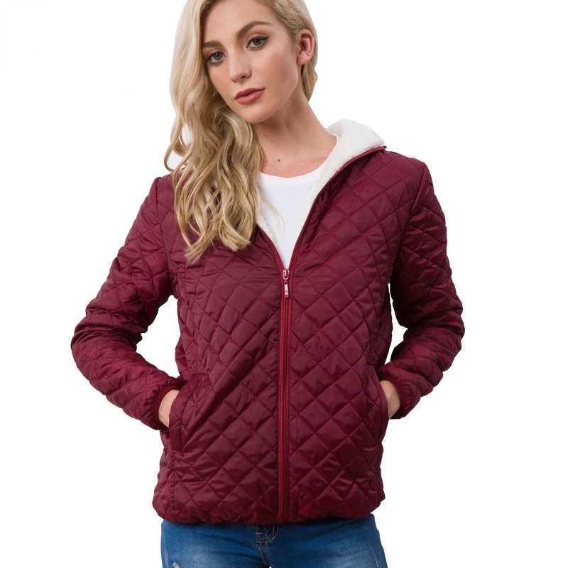 Vangull Women Hooded Jacket Casual Basic Warm Velvet Lamb Parka Coat  Autumn Winter New Solid Light Soft Famale Outerwear