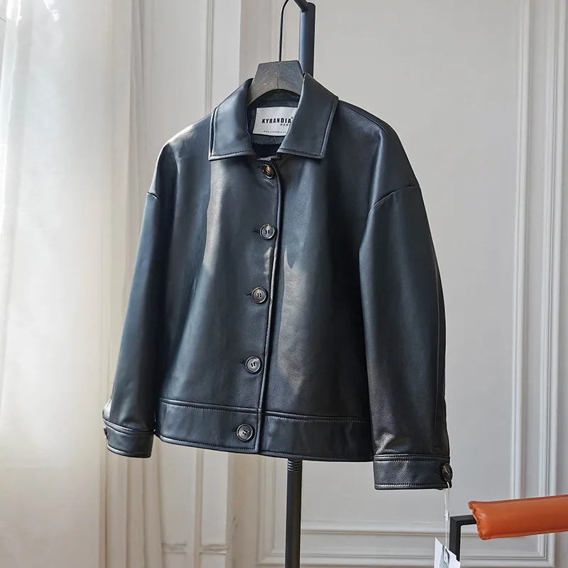 2022 Fashionable Small Pepper Leather Sheepskin Women Spring and Autumn Thin Jacket W2