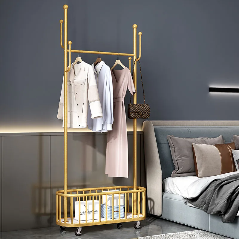 Hallway Storage Floor Coat Rack On Foot Store Design Gold Coat Rack Bag Hanger Drying Colgador Ropa Room Furniture HY50CR