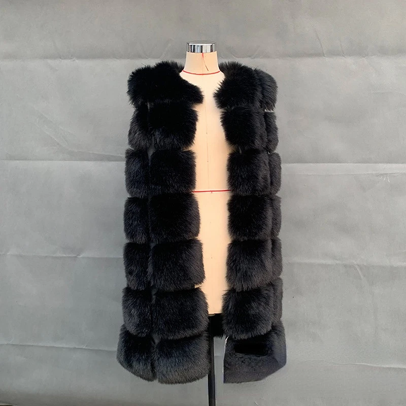 Autumn Winter Fur Vest New Women's Long Korean Fashion Imitation Fox Fur Coat Ladies Fur Jacket Chaquetas Para Mujer