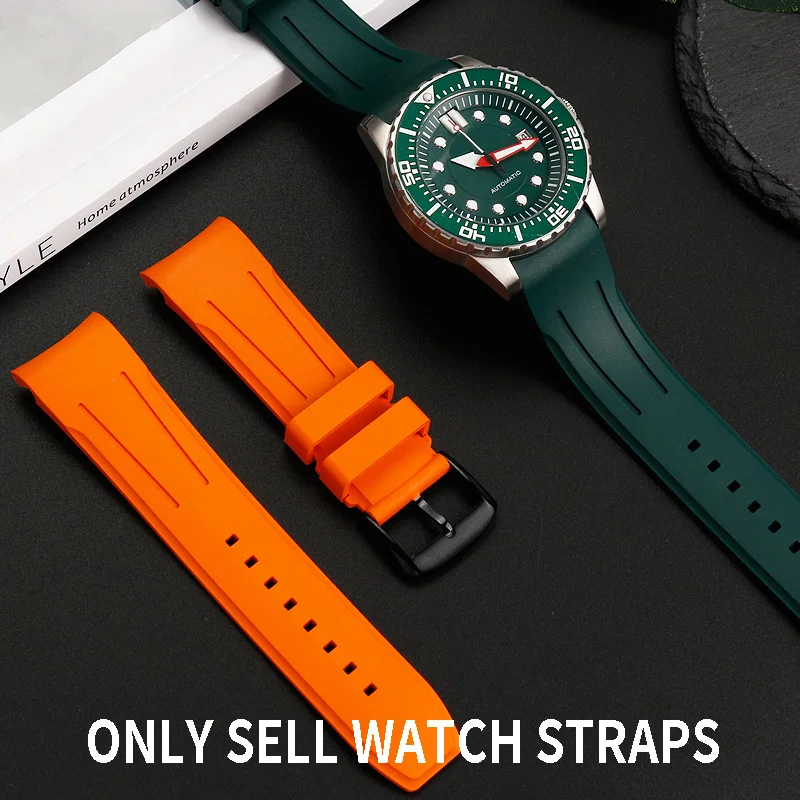 Ремешок резиновый для часов IWC Longines Mido Rolex Water Ghost Tissot Omega Arc Mouth VITON мужской браслет 20