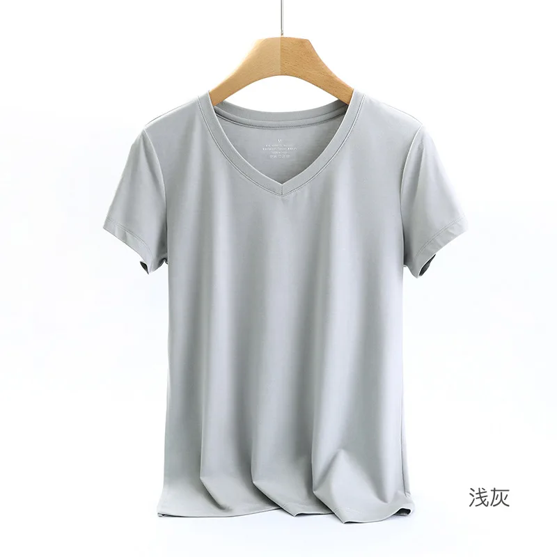 

2022 NEW FASHION WOMEN Summer Solid Color T-Shirt Casual V-neck Versatile Short Sleeves
