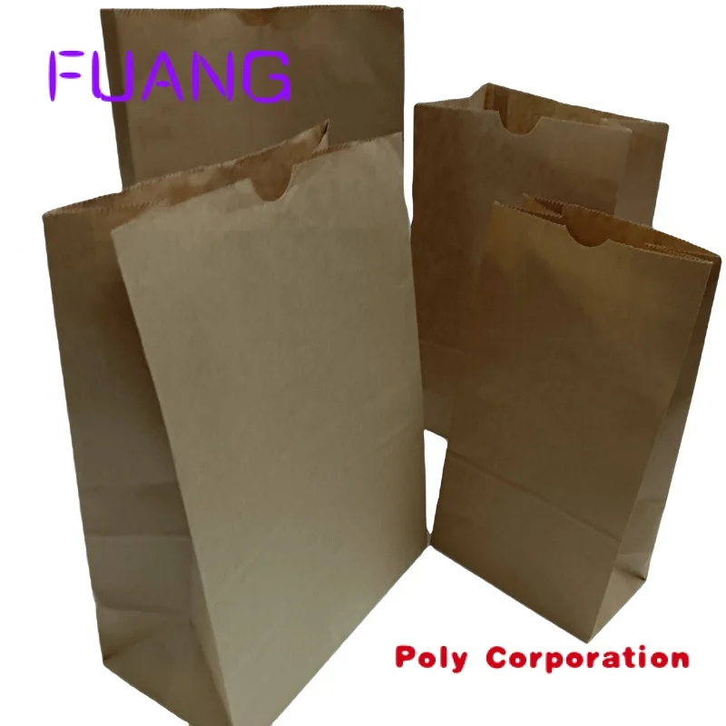 SP1041 Recyclable  disposal Biodegradable Eco Away Fast Food Bread Snack Takeout Takeaway Brown Kraft Paper Bag Packaging
