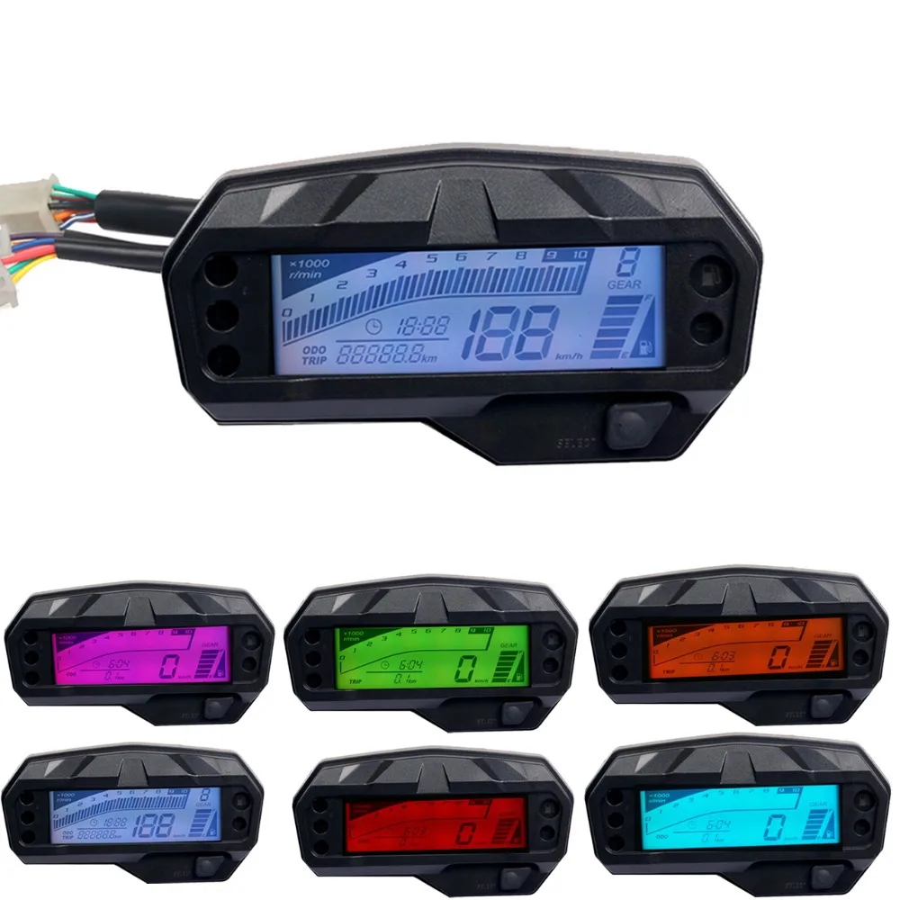 

RTS Seven Color Screen Motorcycle Digital Instrument Tachometer Gauge LCD Odometer Type Speedometer For Yamaha FZ16