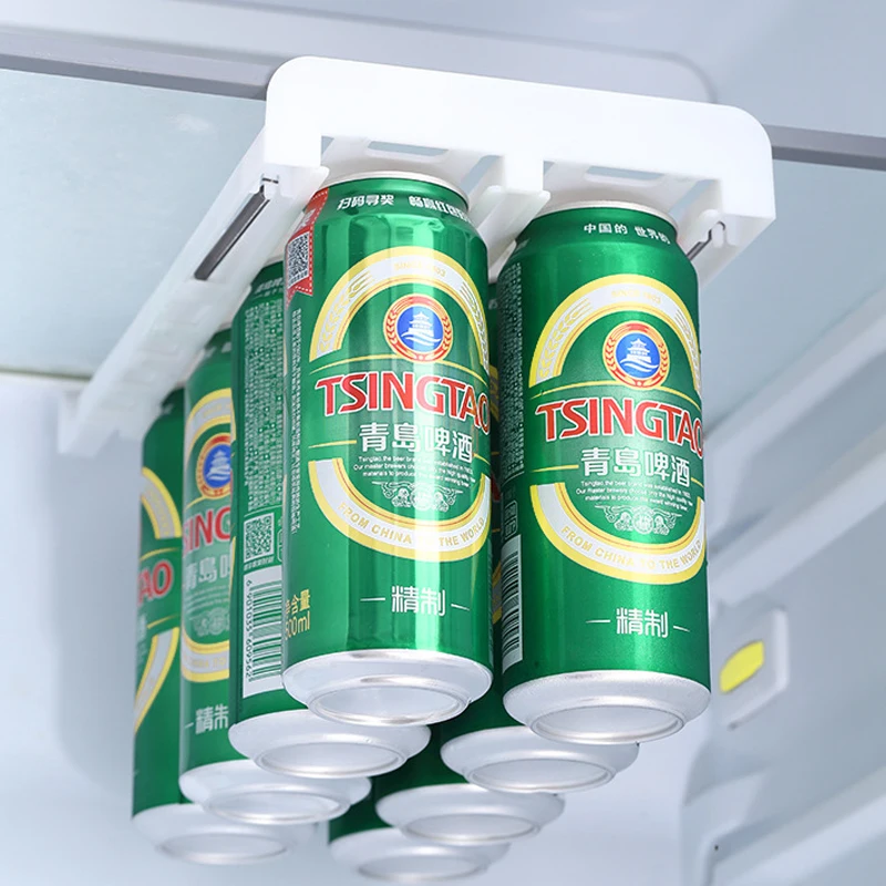 Refrigerator Drink Can Storage Sparkling Water Beer Beverage Can Dispenser Double-row Holder Soda Can Container Fridge Organizer