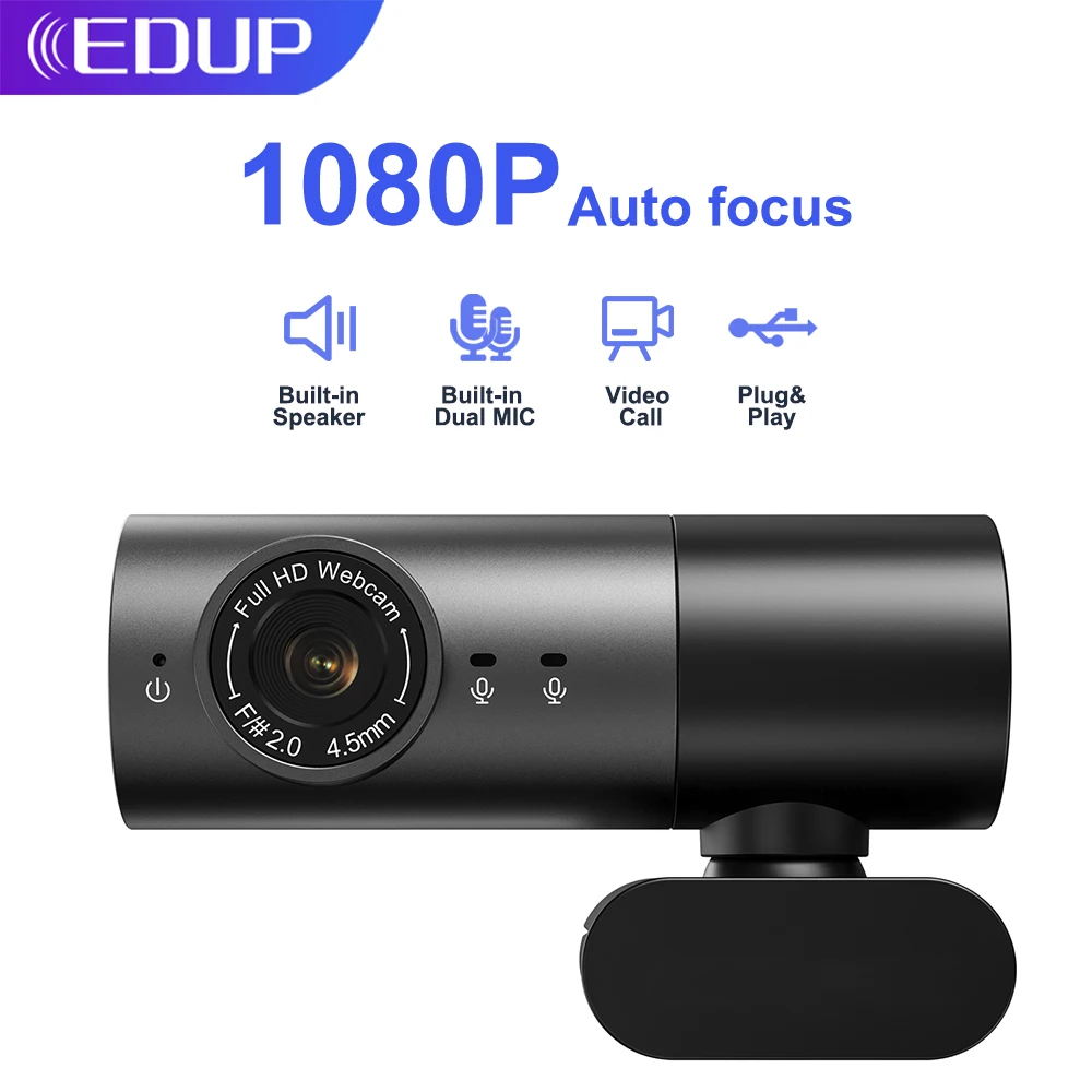 

Веб-камера EDUP HD 1080P с микрофоном, вращающаяся