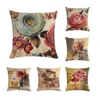 new retro vintage green butterfly rose flower home decorative cotton linen pillow case cushion cover 4545cm zy179