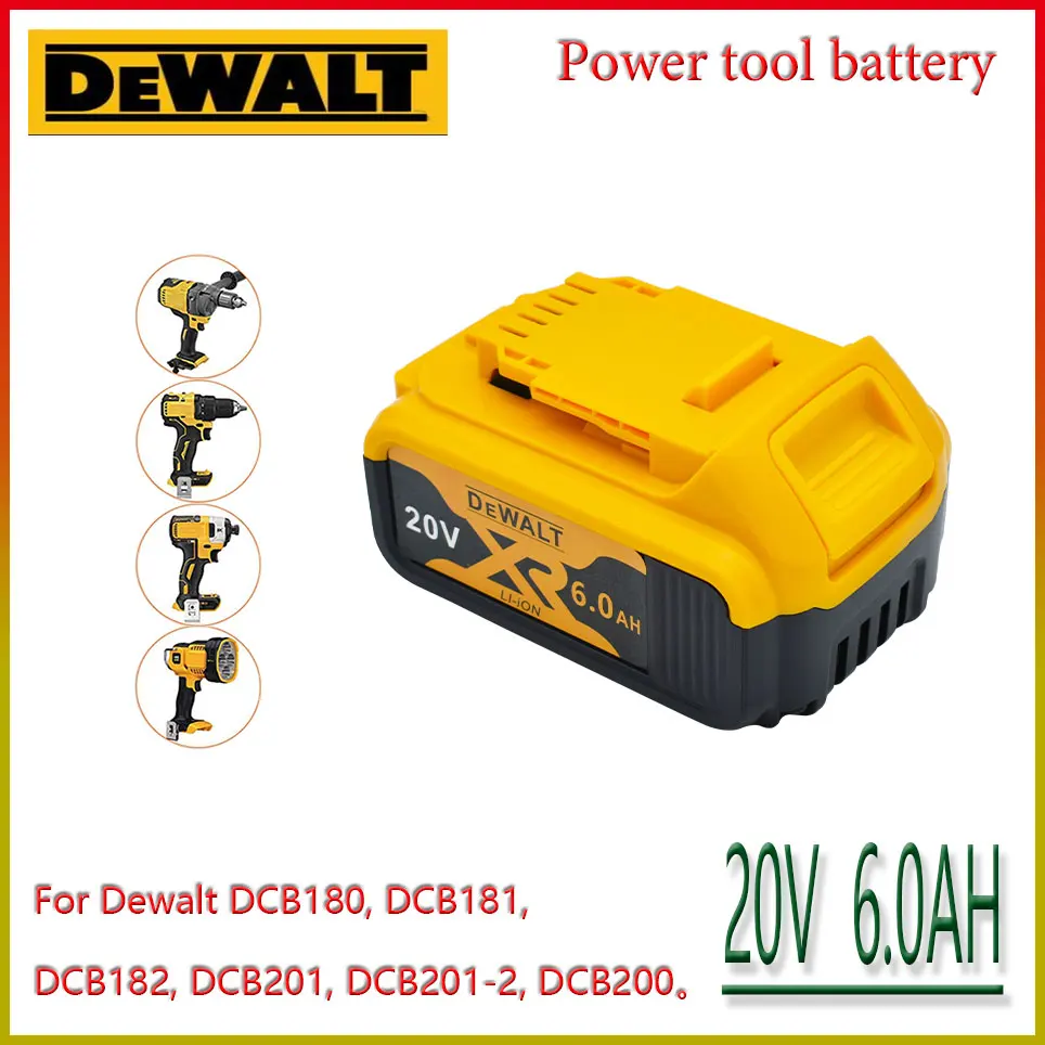 

Upgrade 20V DeWalt 6.0Ah Li-Ion battery power tool replacement for DeWalt DCB184 DCB181 DCB182 DCB200 18V battery