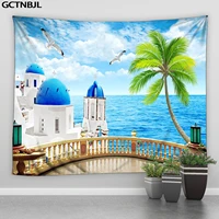 mediterranean views tapestry 3d ocean seagull living room bedroom bedside cloth wall hanging scenery home decor wall tapestry