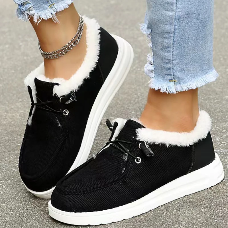 

Shoes Women Wendy Comfortable Flat Slip On Mujer Zapatillas Winter Warm Plush Vulcanize Sneaker Fur Mocassin Loafers Female New
