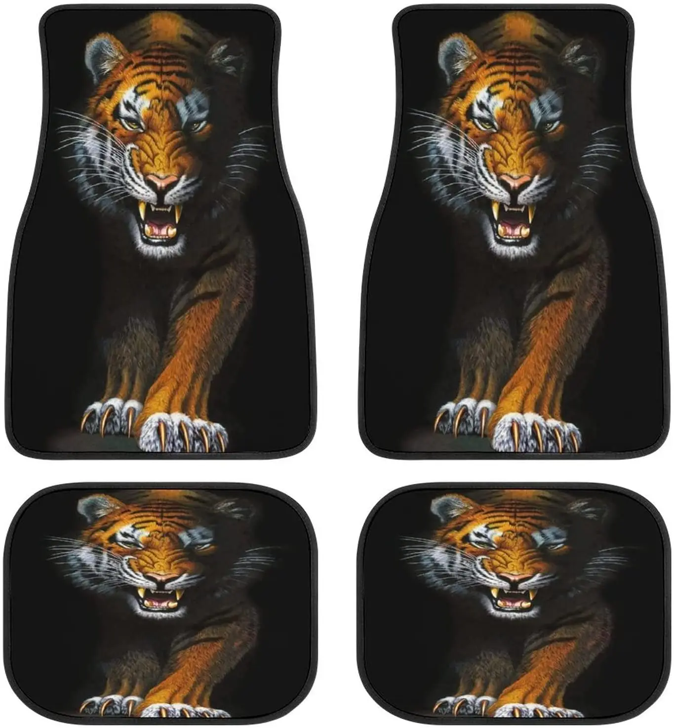 

Tiger Animal Car Mats Universal Fit Car Floor Mats Fashion Soft Waterproof Car Carpet Front&Rear 4 Pieces Full Set Fit for SUVs