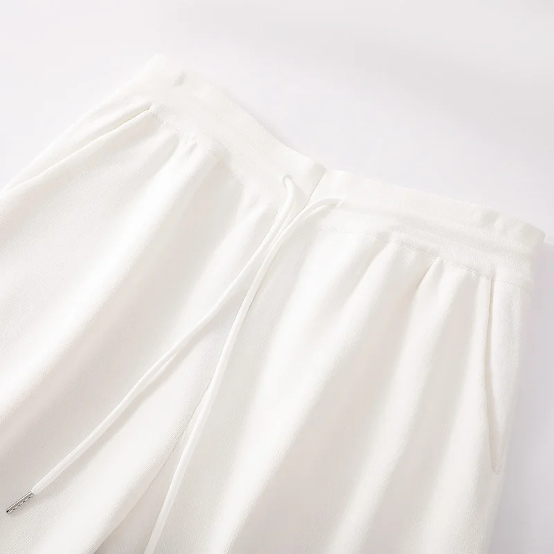 Summer new tb five-point pants straps college wind ice silk knitted casual pants middle pants wide-leg pants women