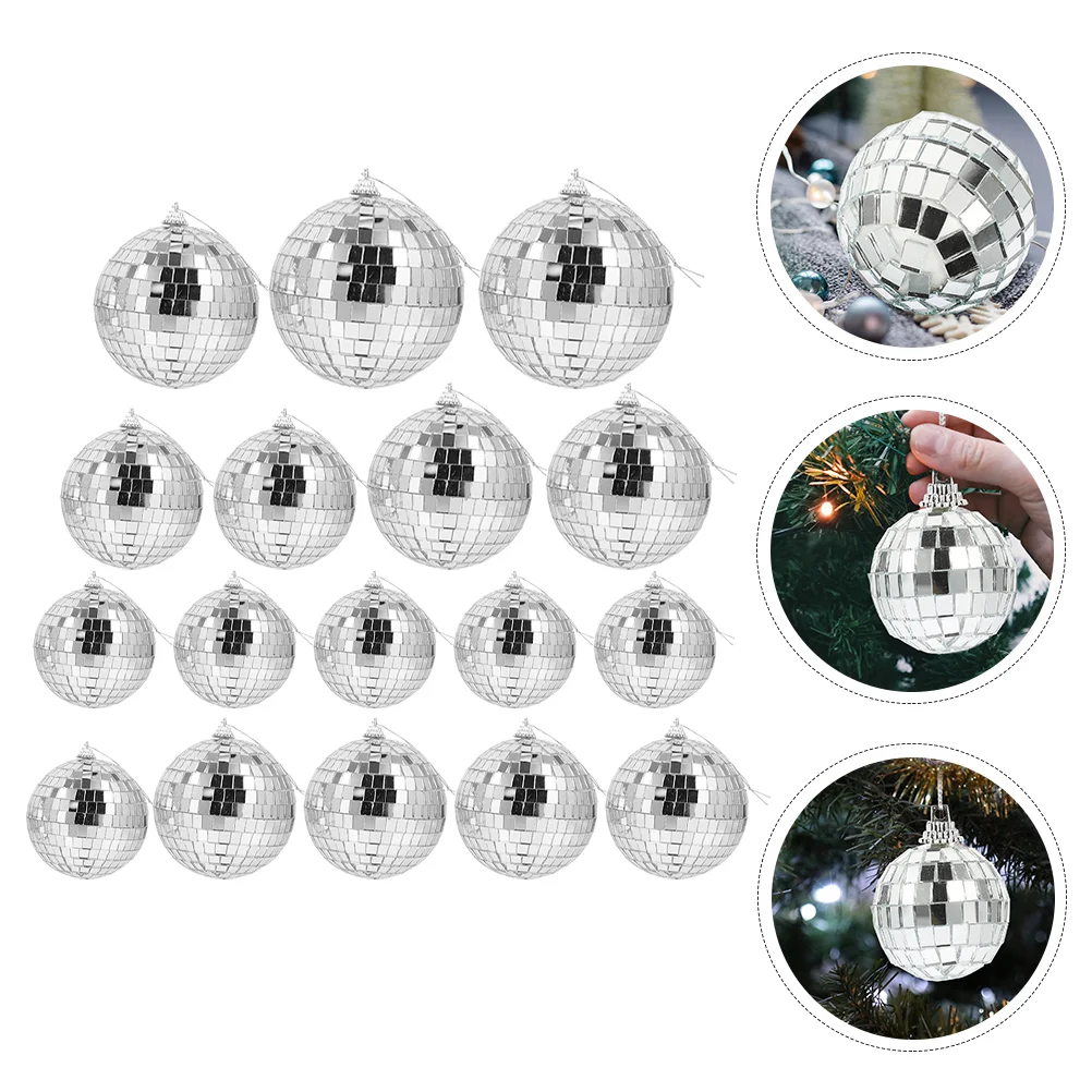 

17 Pcs Disco Reflective Ball Xmas Ornaments Balls Small Crafts Decorations Mirror Glass Christmas Tree