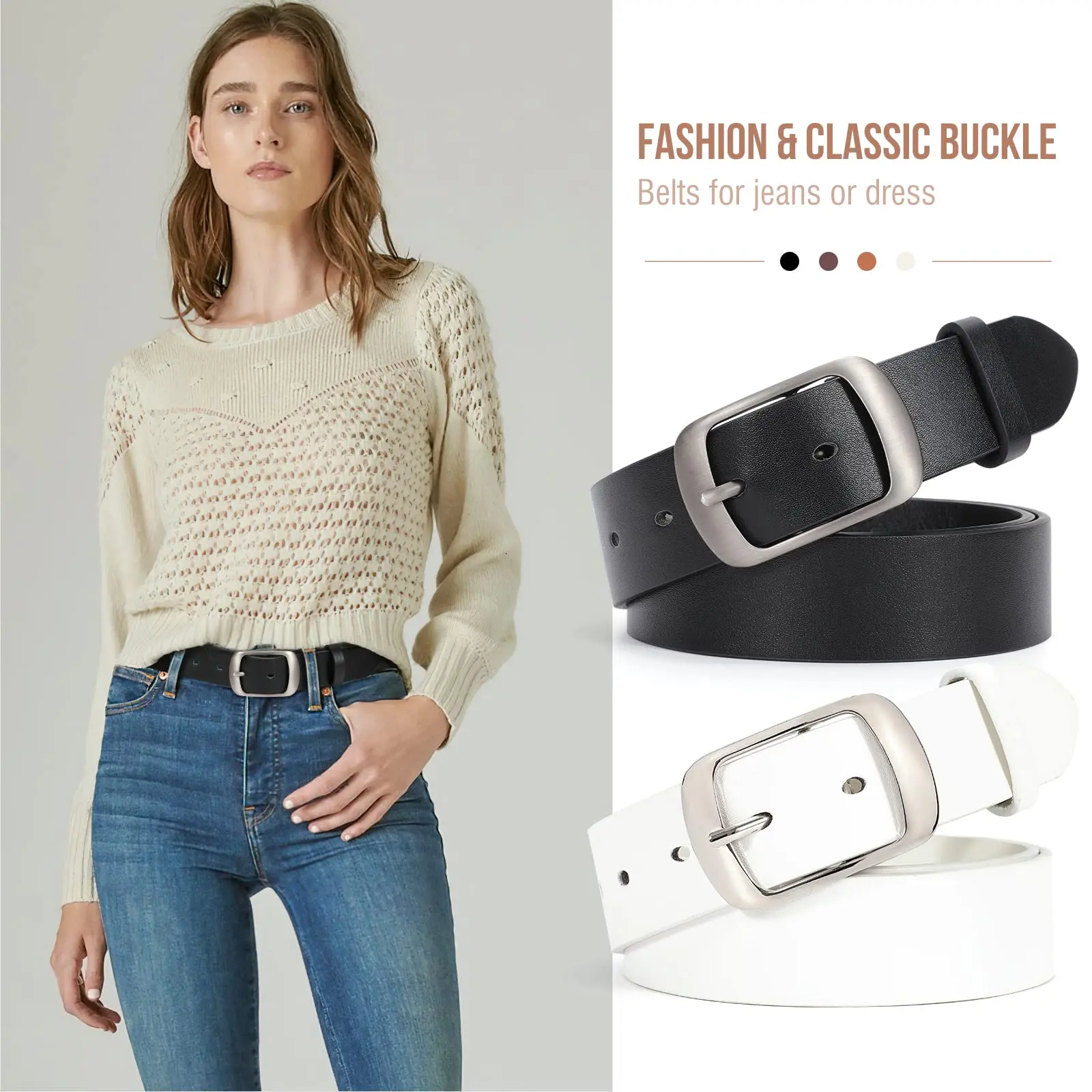 Женские ремни из натуральной кожи для джинсов модный кожаный женский пояс