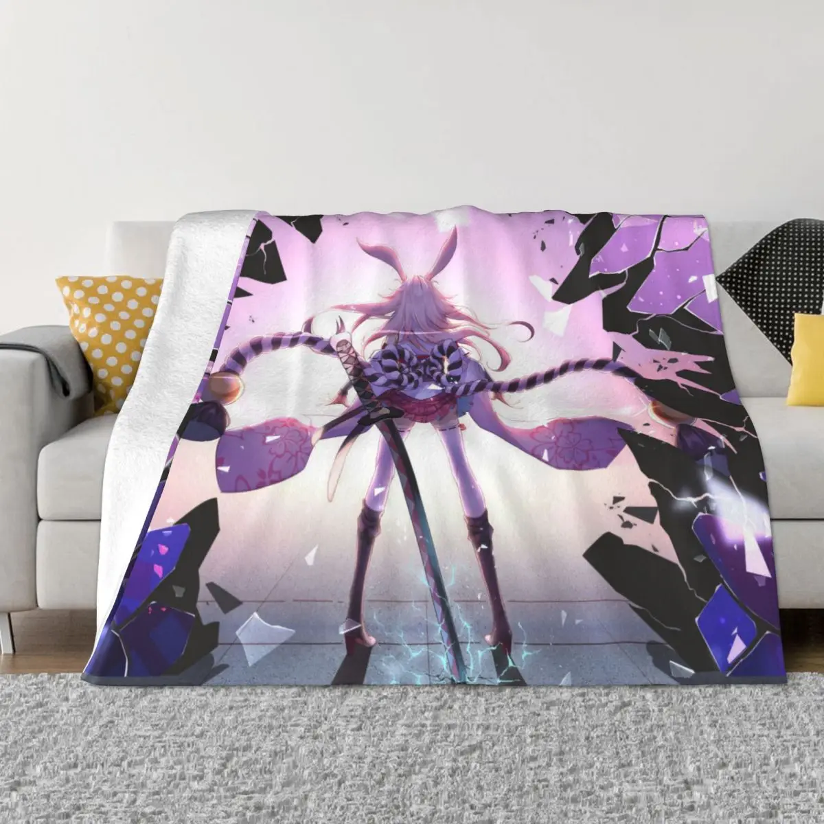 

Игрушечное одеяло Honkai со звездами, Фланелевое украшение, аниме девочка, розовые волосы, Yae Sakura, переносное домашнее покрывало