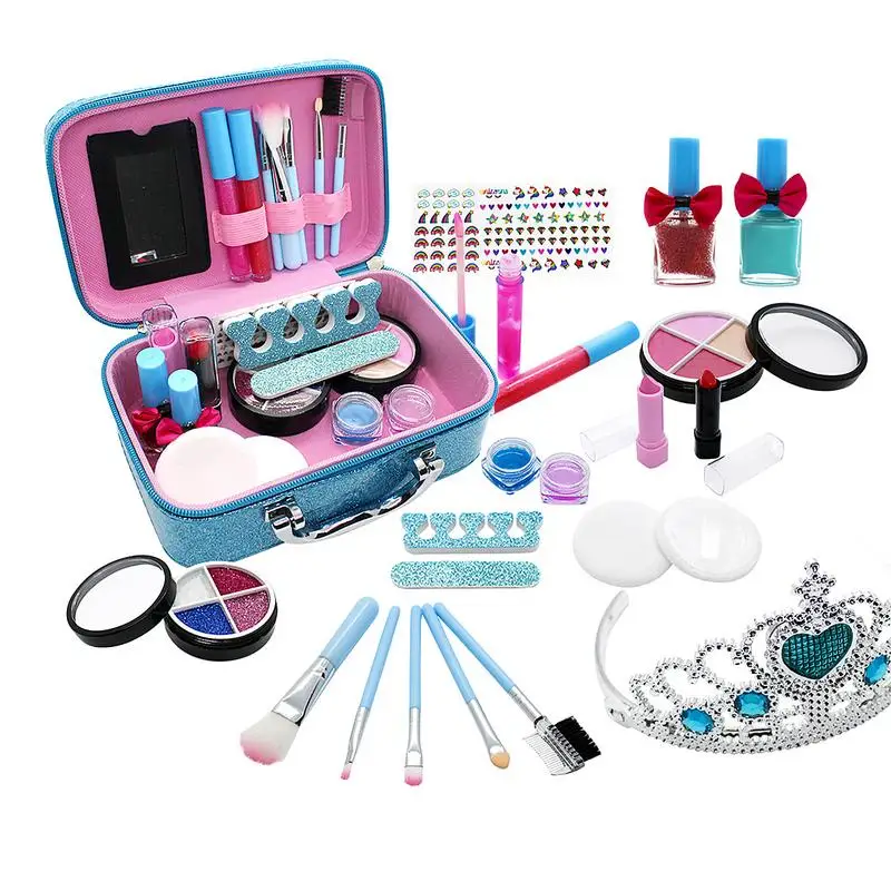 

21 Pcs Kids Makeup Kit For Girl Washable Makeup Kit For Little Girls Princess Gifts For Toddles Girls Frozen Makeup Set For