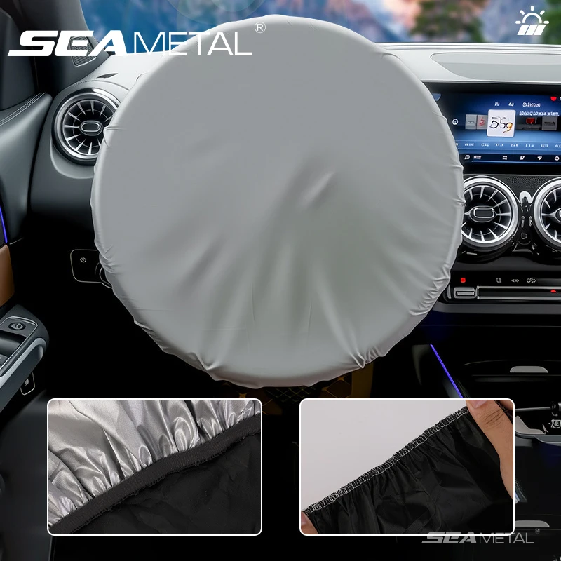 SEAMETAL Car Steering Wheel Sunshade Cloth Cover Summer Auto Steering Wheel Cover Sun Protection Insulation Protector Covers