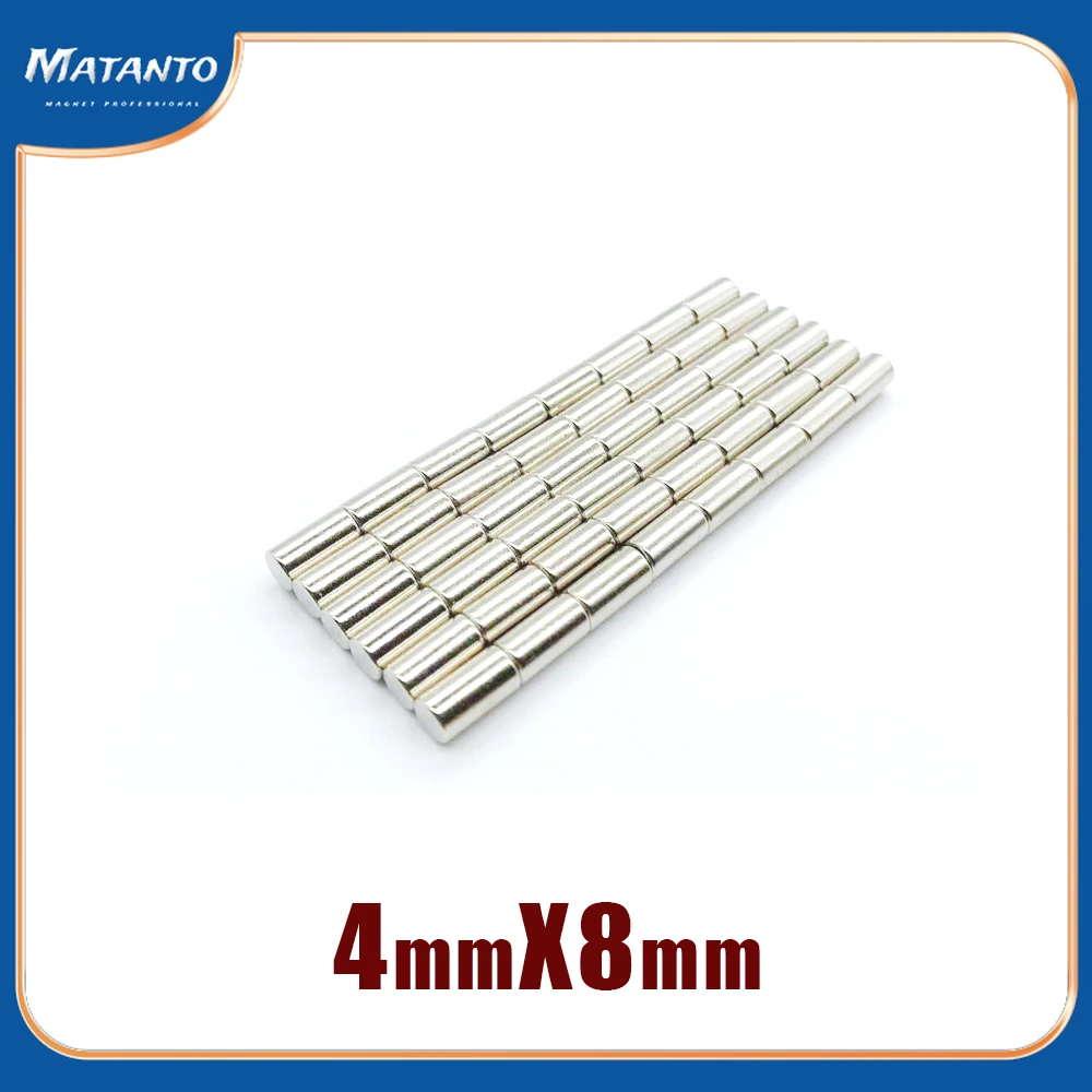 

20/50/100/200/300/500 шт., небольшие Круглые неодимовые магниты 4x8 мм