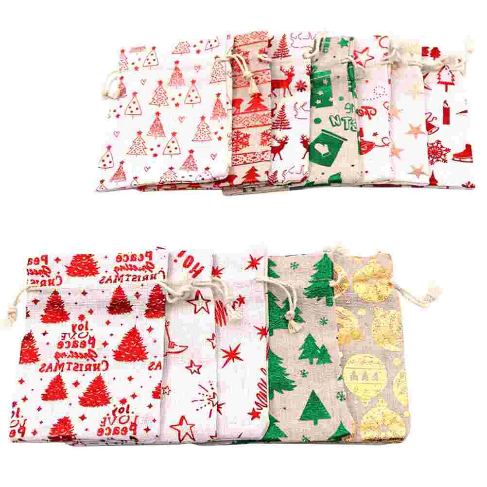 

Christmas Bags Drawstring Bag Gift Pouchburlapdrawstrings Party Favor Wrapping Candy Treat Jute