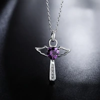 925 silver necklace for women luxury angel crystal cross pendants fashion party wedding accessories jewelry gifts