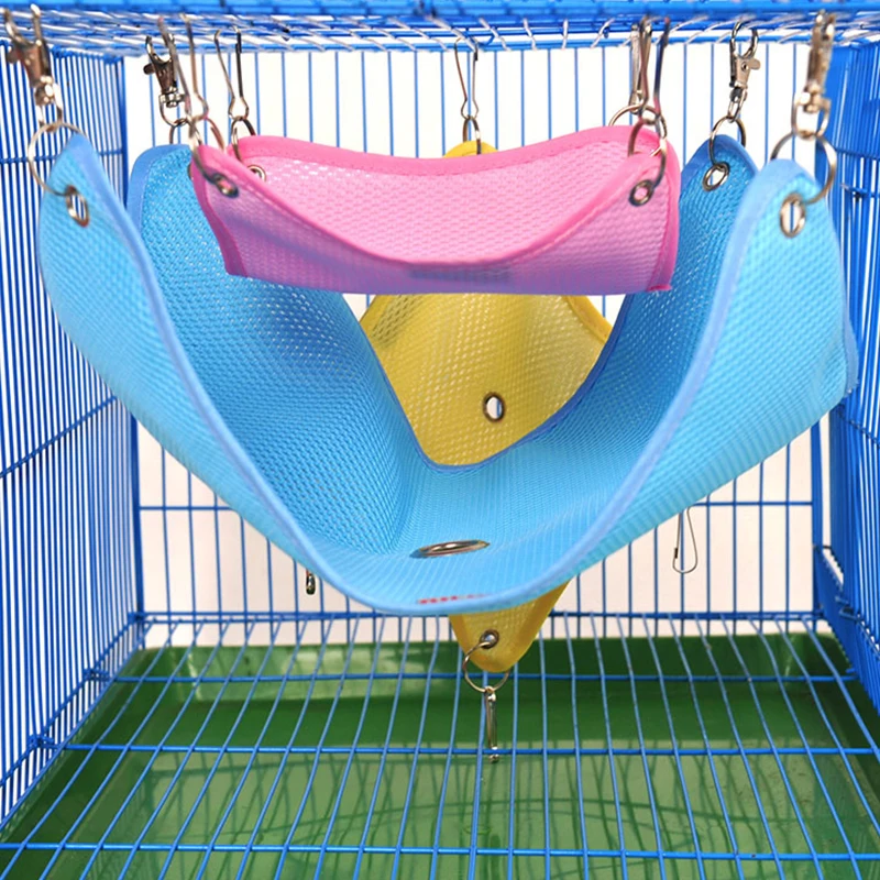 

Hamster Hammock Summer Breathable Mesh Bed Chinchilla Squirrel Hanging Swing Cat Hammock with Snap Cage Accessories Pet Supplies