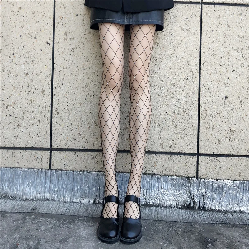 

Fashion Women Pantyhose JK Hot Drill Mesh Tights Lolita Women's Stockings Gothic Clothes Socks Hosiery Underwear