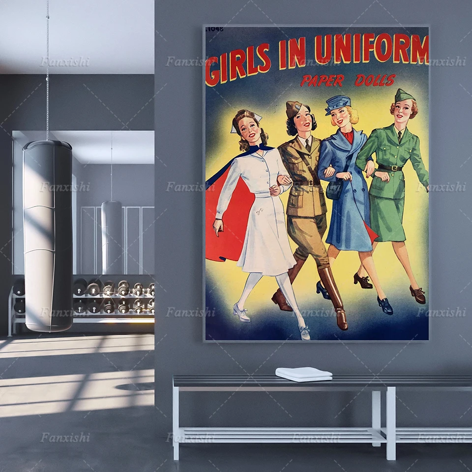 

Modular Pictures Wall Art 1940'S Girls In Uniform Vintage Feminism Posters Print Modern Canvas Painting Home Decor Woman Gift