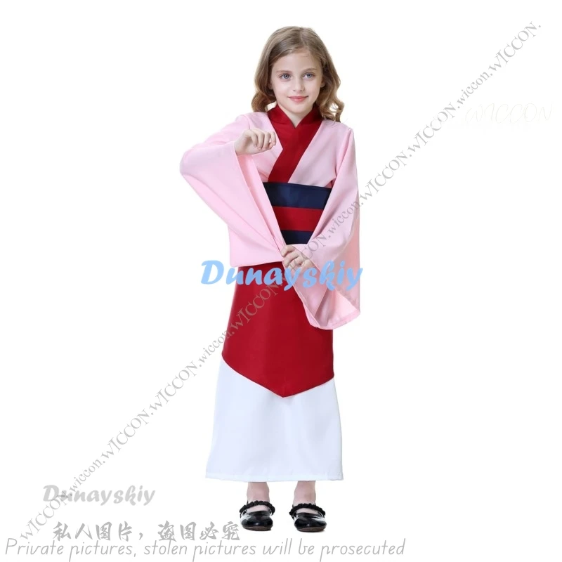 Розовая принцесса сценический костюм для косплея Хуа Мулан древнего Хань