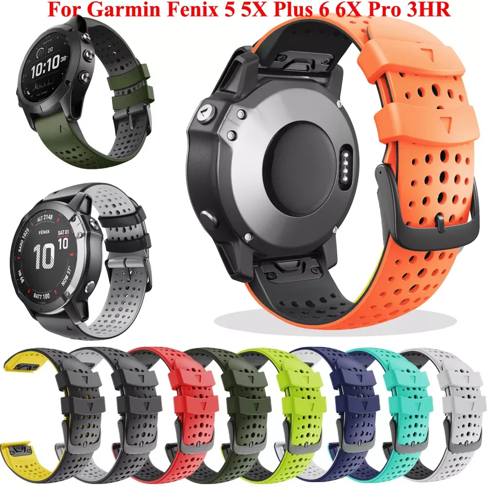 

Ремешок быстросъемный для наручных часов, 22 мм, для Garmin Fenix 6 6X 5X 5 3 3HR S60 MK1 Forerunner 935 945 Easyfit, силиконовый проволочный ремешок