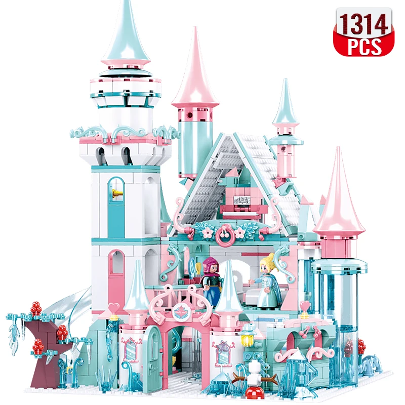 

Ideas Girls Series Building Blocks Winter Snow Princess Dream Castle Bricks Assembly MOC Toys Holiday Gift For Children Girls