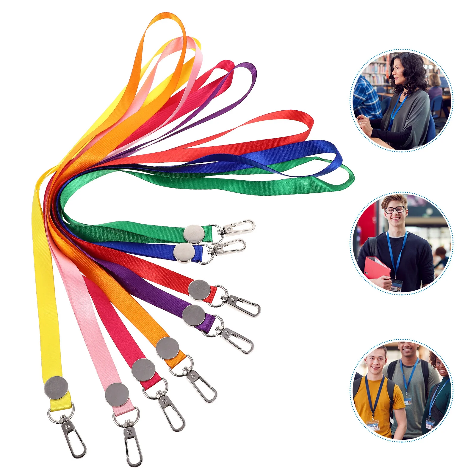 

8 Pcs Key Chain Lanyard ID Cards Business Holder 48X2CM Hanging Rope Polyester