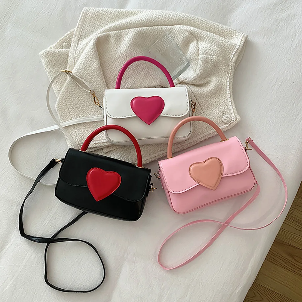 

Модные сумки через плечо, популярные цветные женские сумки-тоуты из искусственной кожи с любовным сердцем, кошелек, изысканная Роскошная бр...