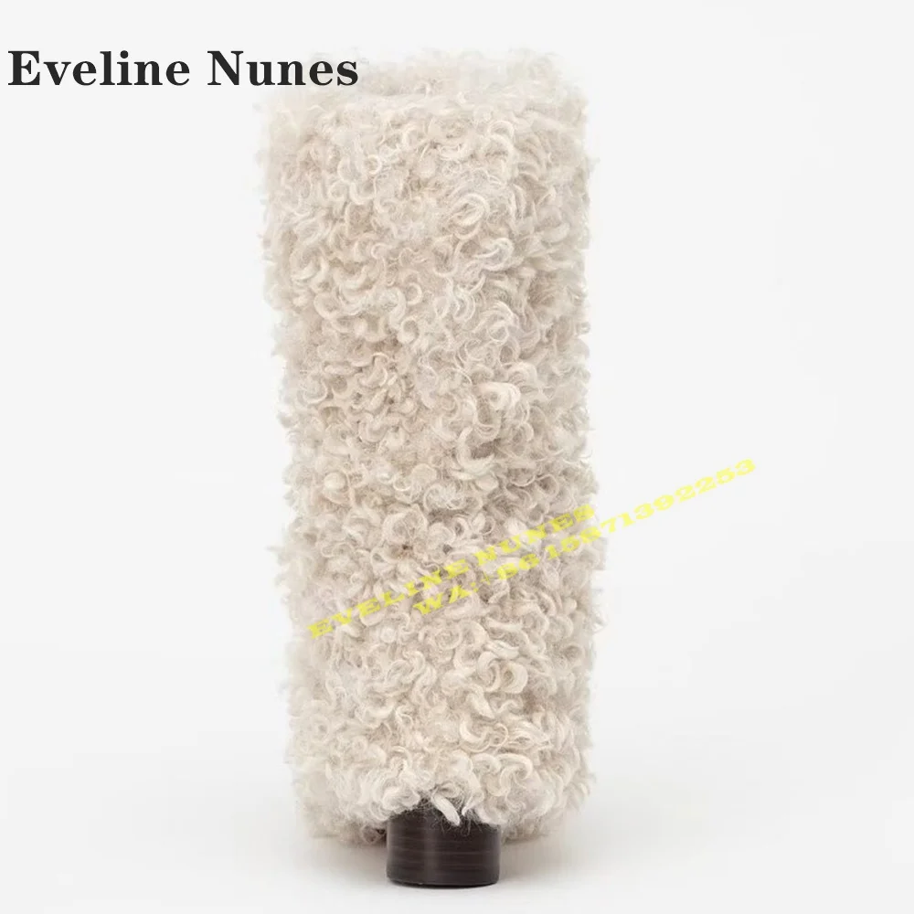 2024 зимние меховые теплые ботинки до середины икры повседневные женские с острым